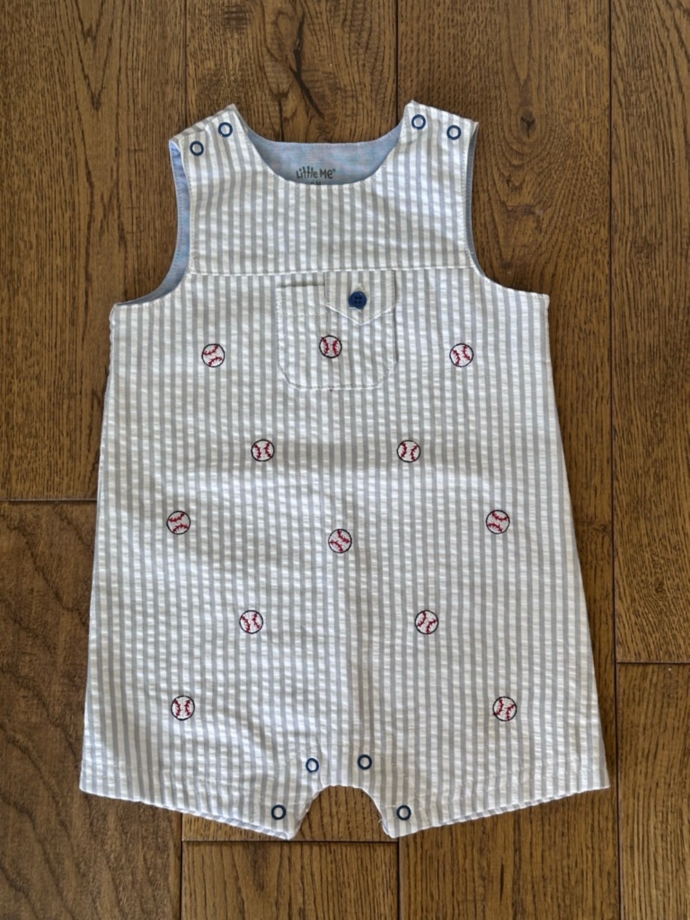 Little Me Baseball Sunsuit Romper size 6 Months